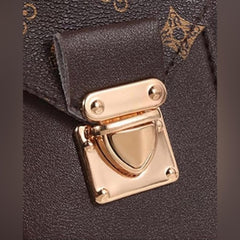 DESIGNER Chain Crossbody Bag Cell Phone Purse Shoulder Bag Daily Travel Leather - Sable & Red