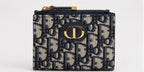 Dior 30 Montaigne Oblique Zip Card Holder Coin Wallet - Sable & Red