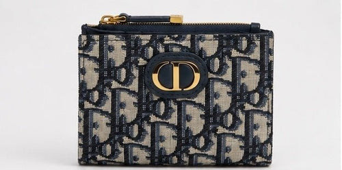 Dior 30 Montaigne Oblique Zip Card Holder Coin Wallet - Sable & Red