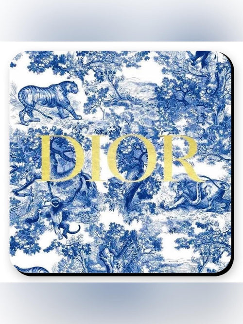 Dior Christian Dior CD Custom Coaster Set Blue & Gold - 4 Glossy Coasters - Sable & Red