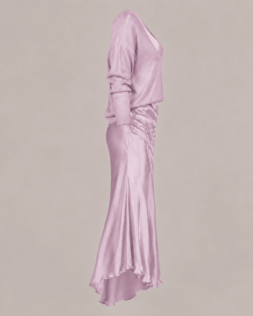 Dusty Orchid Pink Satiny Maxi Dress and Top Two-Piece Set - Sable & Red