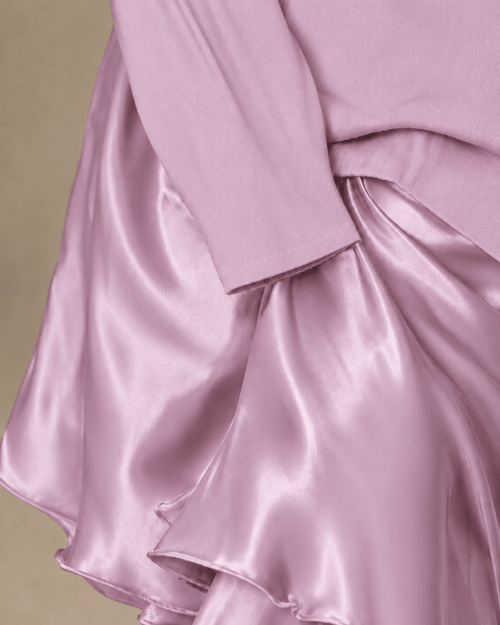Dusty Orchid Pink Satiny Maxi Dress and Top Two-Piece Set - Sable & Red