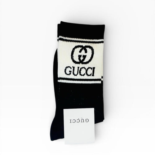 Gucci GG Logo Cotton-Blend Socks in Black and White