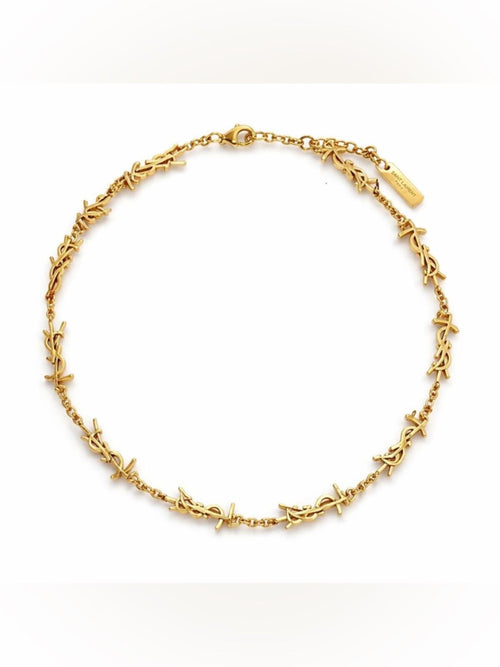 Yves Saint Laurent Gold YSL Cassandre Link Station Chain Necklace