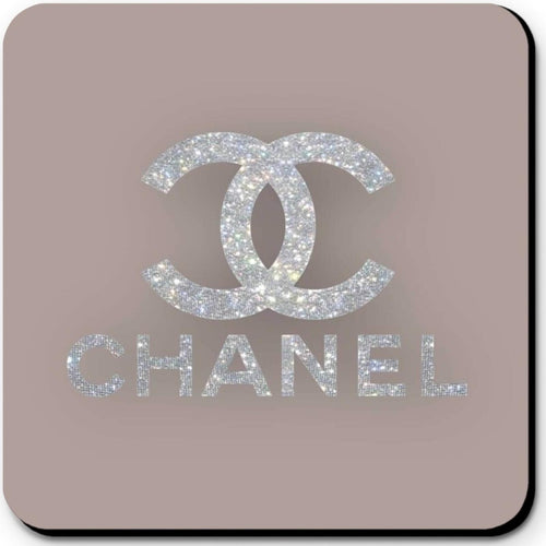 CHANEL Glitter Logo Coasters in Neutral Nude Tones - Set of 4 Glossy Coasters