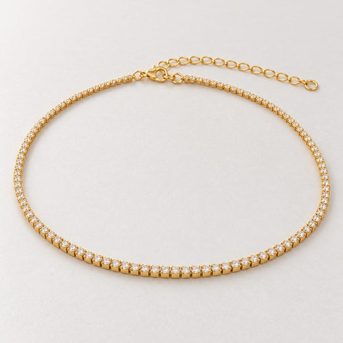 Ellie Vail Camden CZ Tennis Choker Necklace Gold Tone 16–20” - Sable & Red