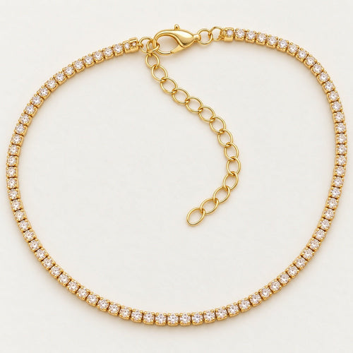 Ellie Vail Camden CZ Tennis Choker Necklace Gold Tone 16–20” - Sable & Red
