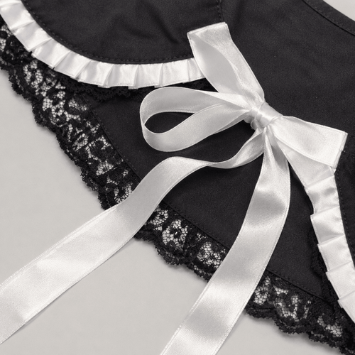 Élodie Noir Black Lace Detachable Collar - Sable & Red