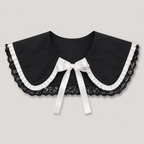 Élodie Noir Black Lace Detachable Collar - Sable & Red