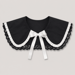 Élodie Noir Black Lace Detachable Collar - Sable & Red