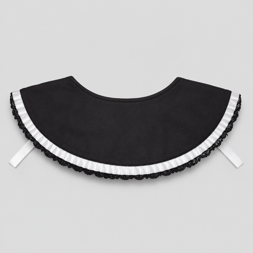 Élodie Noir Black Lace Detachable Collar - Sable & Red
