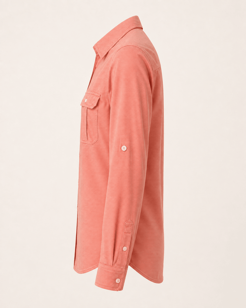 Express Women’s Coral Roll-Tab Button Down Shirt - Sable & Red