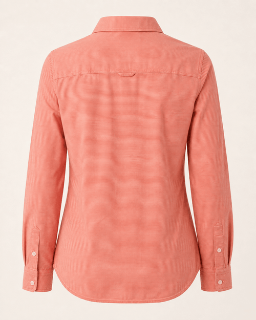 Express Women’s Coral Roll-Tab Button Down Shirt - Sable & Red