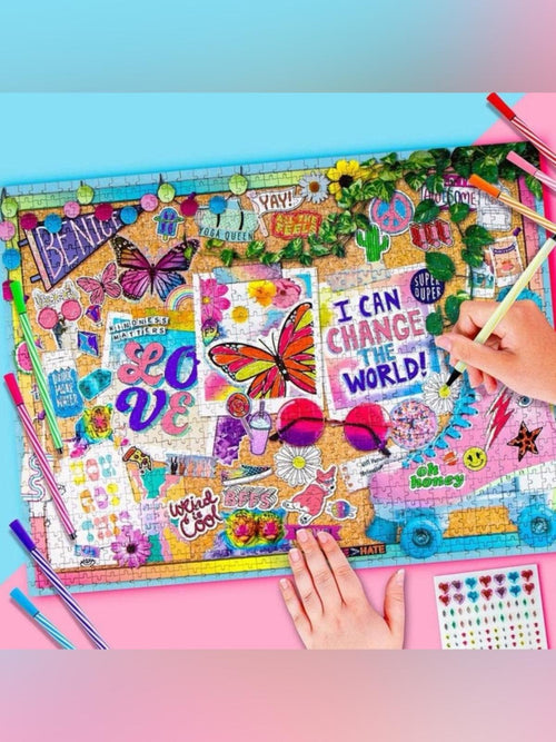 Fashion Angels Color & Bling DIY Jumbo Puzzle Design Kit 1000 Pcs Gems & Markers - Sable & Red