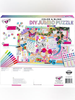 Fashion Angels Color & Bling DIY Jumbo Puzzle Design Kit 1000 Pcs Gems & Markers - Sable & Red