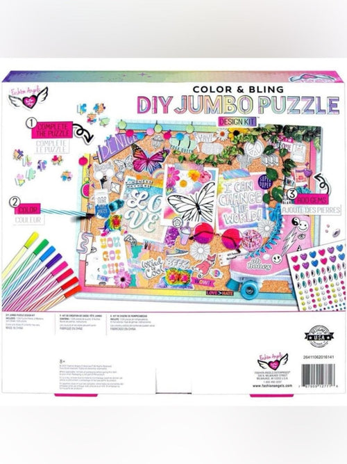 Fashion Angels Color & Bling DIY Jumbo Puzzle Design Kit 1000 Pcs Gems & Markers - Sable & Red