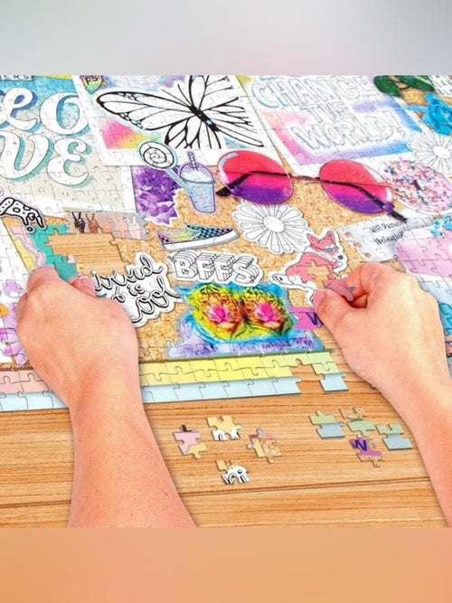 Fashion Angels Color & Bling DIY Jumbo Puzzle Design Kit 1000 Pcs Gems & Markers - Sable & Red