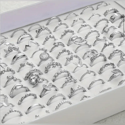 Bohemian Style Silver Stackable Ring Set Wholesale CZ Waterproof Tarnish Free
