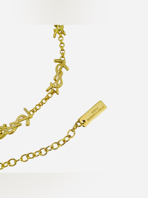 Yves Saint Laurent Gold YSL Cassandre Link Station Chain Necklace