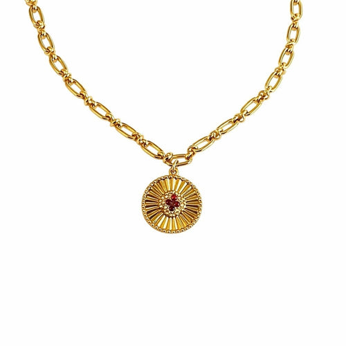 Givenchy Gold Ruby and Diamond Pendant Necklace - Sable & Red