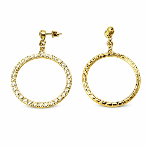 Gold and Diamond Hoop Earrings - Sable & Red