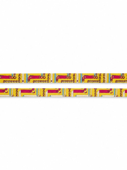 Gold Chain Print Skinny Scarf Hair Bag Neck Accent - Sable & Red
