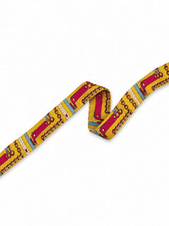 Gold Chain Print Skinny Scarf Hair Bag Neck Accent - Sable & Red