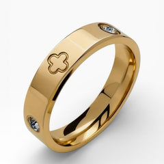Gold Clover Band Love Ring - Sable & Red