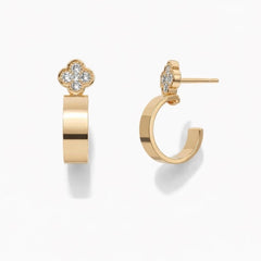 Gold Clover Diamond Accent Huggie Earrings ✨ - Sable & Red