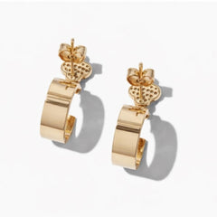 Gold Clover Diamond Accent Huggie Earrings ✨ - Sable & Red