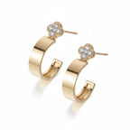 Gold Clover Diamond Accent Huggie Earrings ✨ - Sable & Red