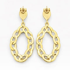 Gold Crystal Pavé Chain Link Drop Earrings – 2.5” Statement Dangles - Sable & Red