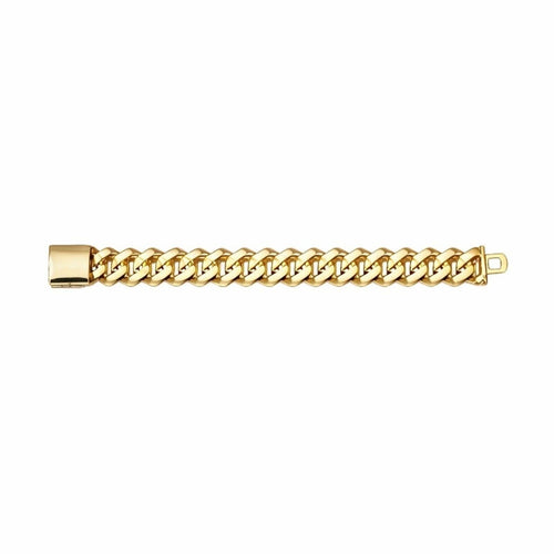 Gold Cuban Link Bracelet with Pave Crystals 14mm • 7.5” - Sable & Red