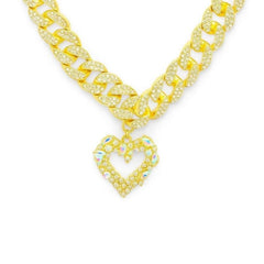 Gold Heart Necklace - Sable & Red