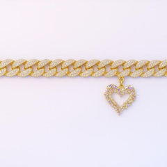 Gold Heart Necklace - Sable & Red