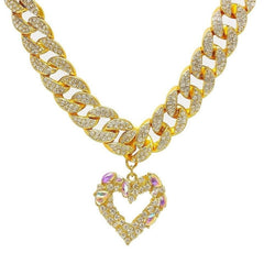 Gold Heart Necklace - Sable & Red