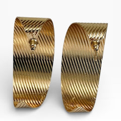 Gold Hoop Earrings with Sleek Lines - Sable & Red