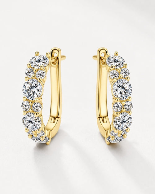 Gold Vermeil-Look 5A CZ Huggie Hoop Earrings - Sable & Red