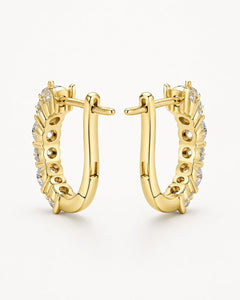 Gold Vermeil-Look 5A CZ Huggie Hoop Earrings - Sable & Red