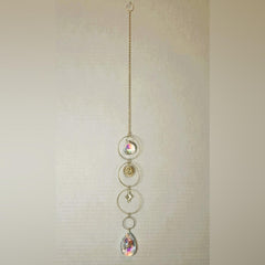 Hanging Gold Crystal Suncatcher Colorful Prism Pendant 16in - Sable & Red