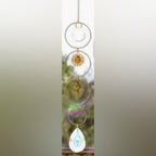 Hanging Gold Crystal Suncatcher Colorful Prism Pendant 16in - Sable & Red