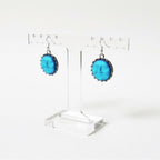 Iridescent Blue Moon Face Earrings Hand Crafted Sterling Silver Wires - Sable & Red