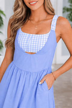 Jacqueline Patchwork Loose Mini Dress - Sable & Red