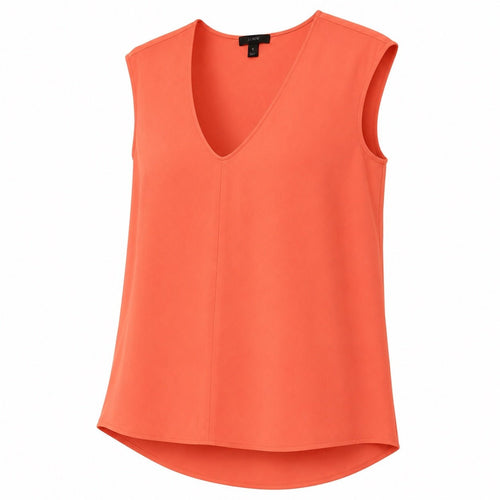 J.Crew Sleeveless V-Neck High Low Blouse Coral Size 0 - Sable & Red