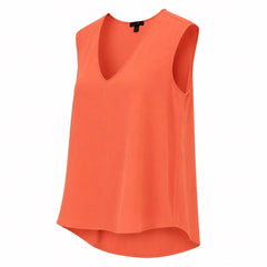 J.Crew Sleeveless V-Neck High Low Blouse Coral Size 0 - Sable & Red