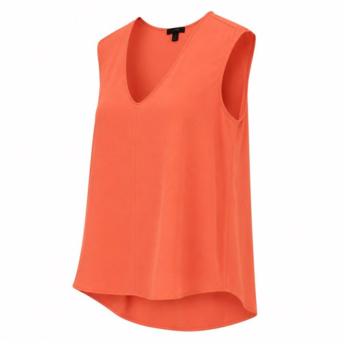 J.Crew Sleeveless V-Neck High Low Blouse Coral Size 0 - Sable & Red