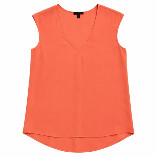 J.Crew Sleeveless V-Neck High Low Blouse Coral Size 0 - Sable & Red