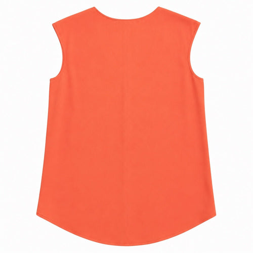J.Crew Sleeveless V-Neck High Low Blouse Coral Size 0 - Sable & Red