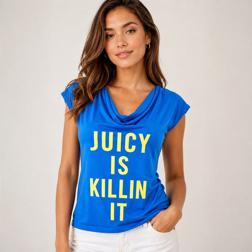 Juicy Couture Sport Juicy Is Killin’ It Blue Top Size M - Sable & Red