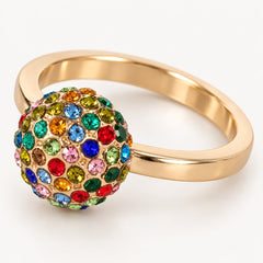 Juniper Multicolor Gemstone Dome Ring 18K Gold Plated Size 8 - Sable & Red